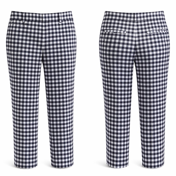 Ann Taylor Pants - Ann Taylor Navy and White Gingham Cropped Pants